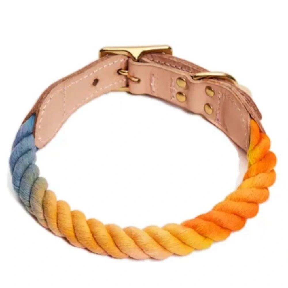 NWT Found My Animal Rope Leather Collar S & M